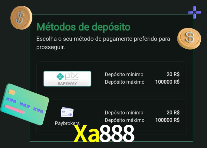 O cassino Xa888 oferece uma grande variedade de métodos de pagamento